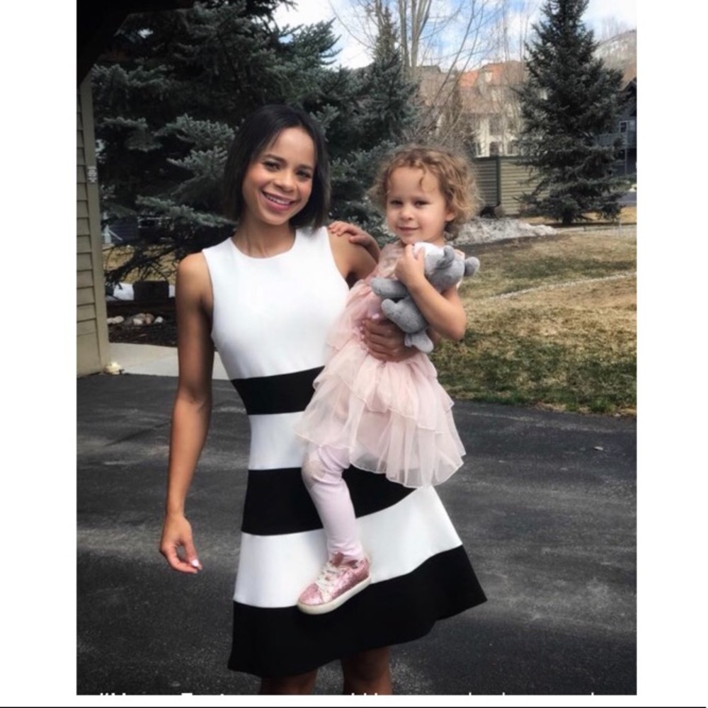 Ann Taylor Black and White Color Blocked Dress